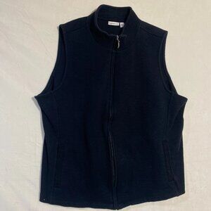 Crofts & Barrow Full-Zip Vest Womens 2XL Black Classic Fleece Textured Waves